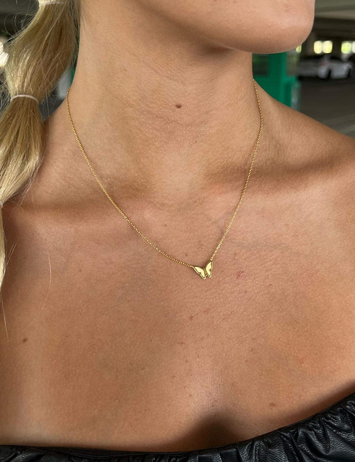 Dainty gold butterfly necklace sale