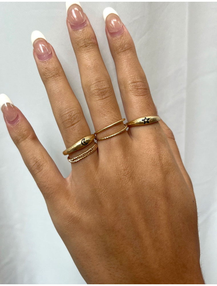 Golden Galaxy Stack Ring Set