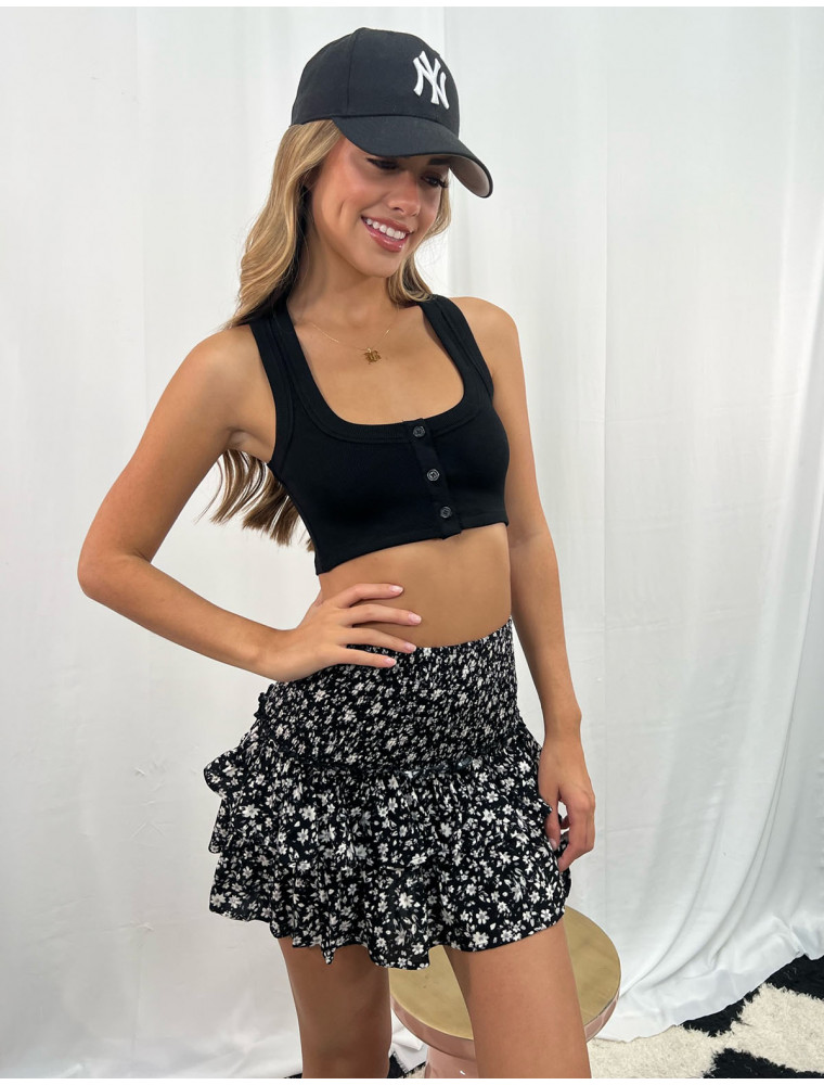 Come Together Black Floral Skirt