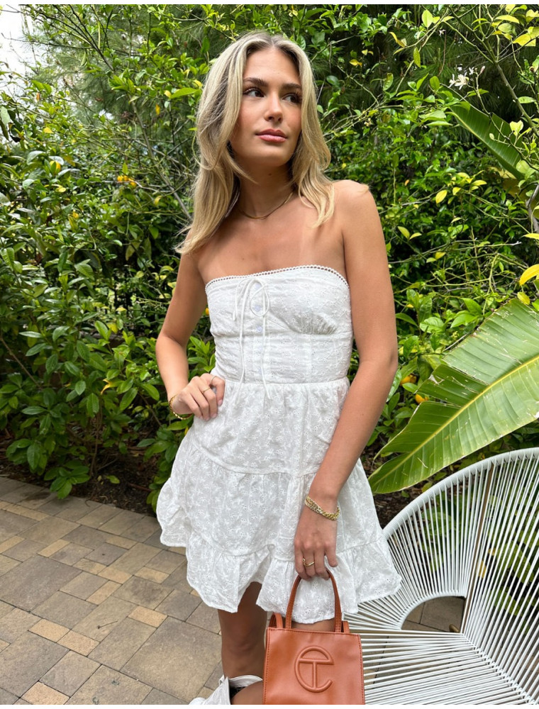 Go With Me Eyelet Strapless Dress