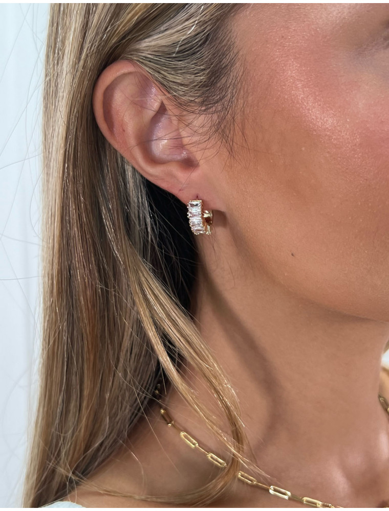 Diamonds Dancing Gold Hoop Earrings