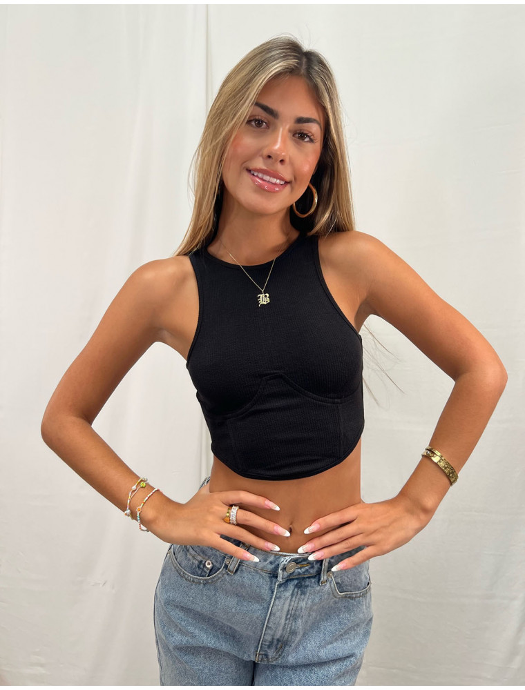 Everything You Need Black Ribbed Top