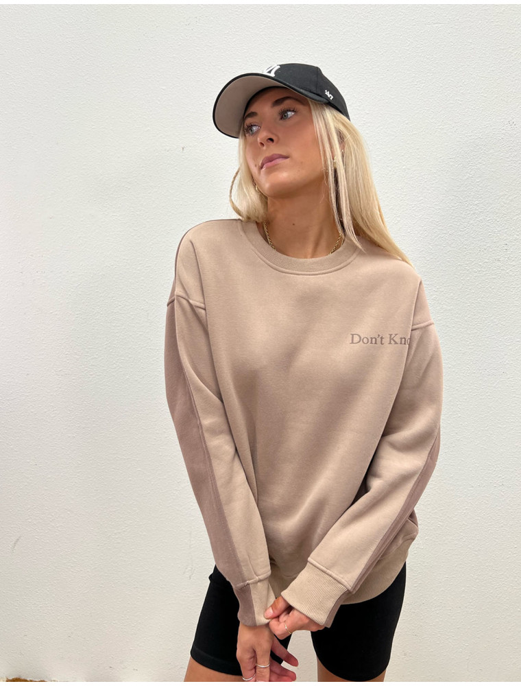 Don't Know Don't Care Taupe+Kahlua Sweatshirt