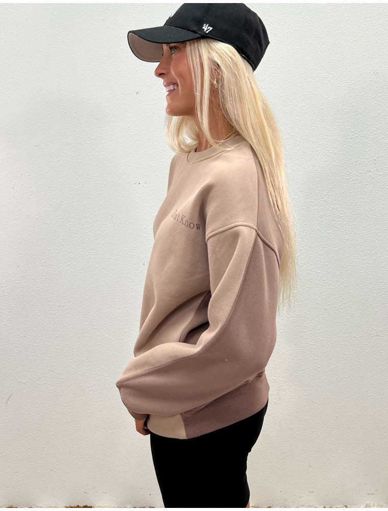 Don't Know Don't Care Taupe+Kahlua Sweatshirt