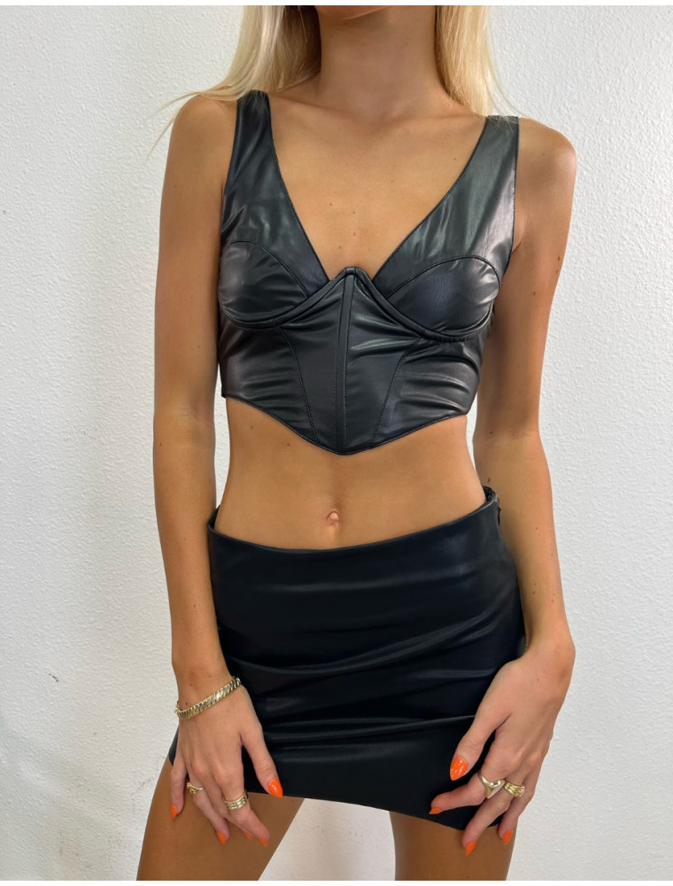 Ride With Me Black Leather Skirt