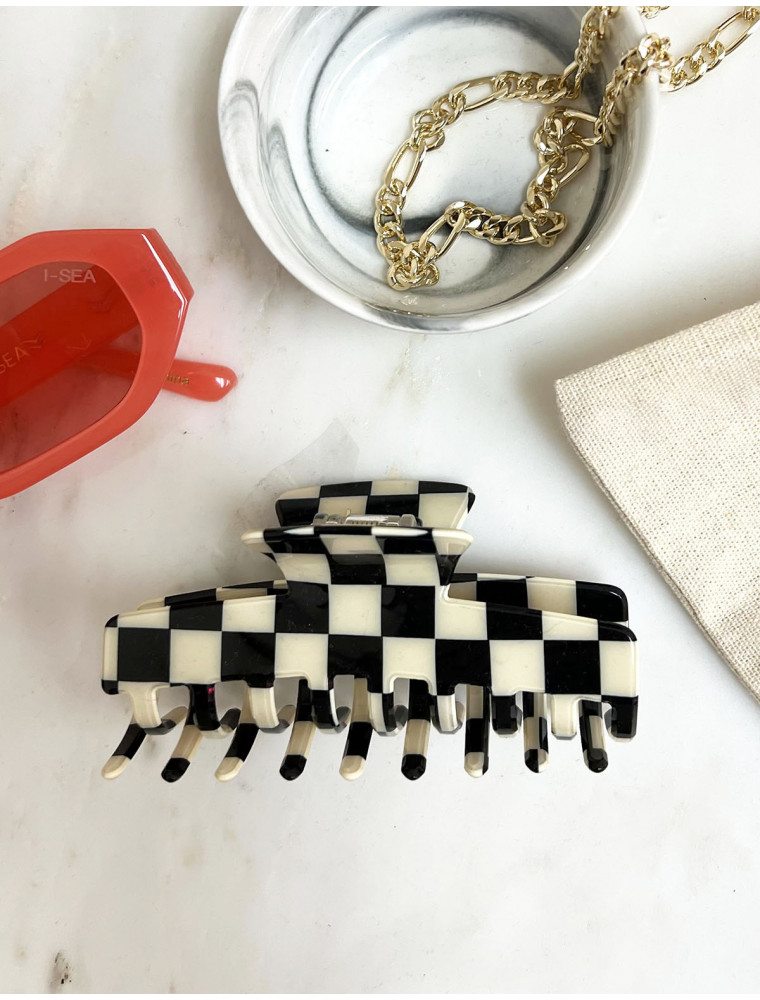 Head In The Game Checker Large Hair Clip
