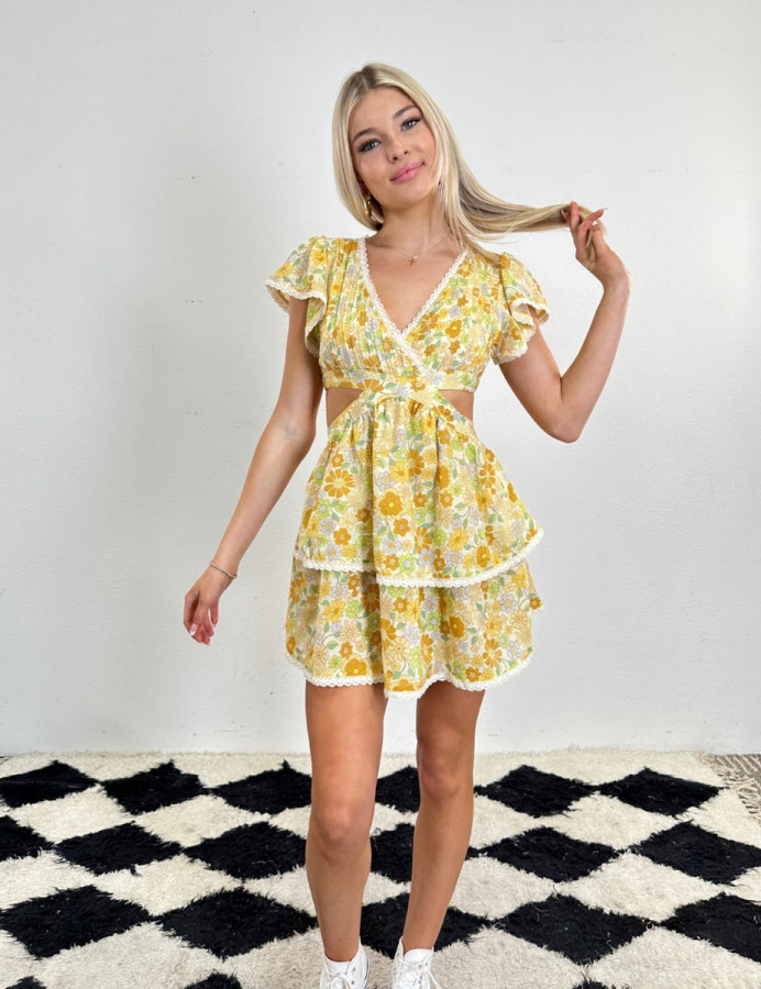 White yellow deals floral dress