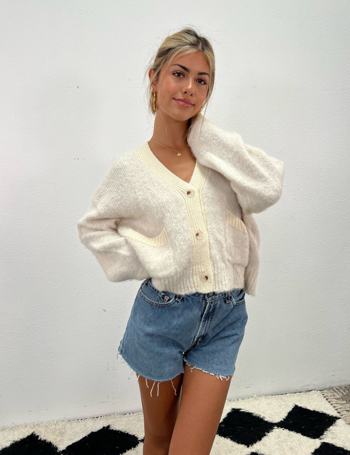 White cardigan sweater outfit 2025
