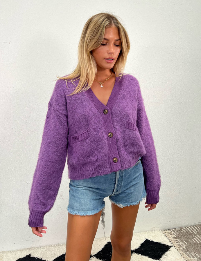 Purple cardigan hot sale