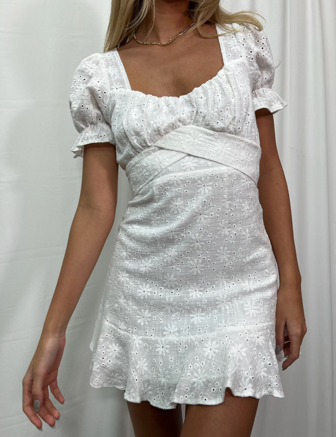 White eyelet sheath sales dress
