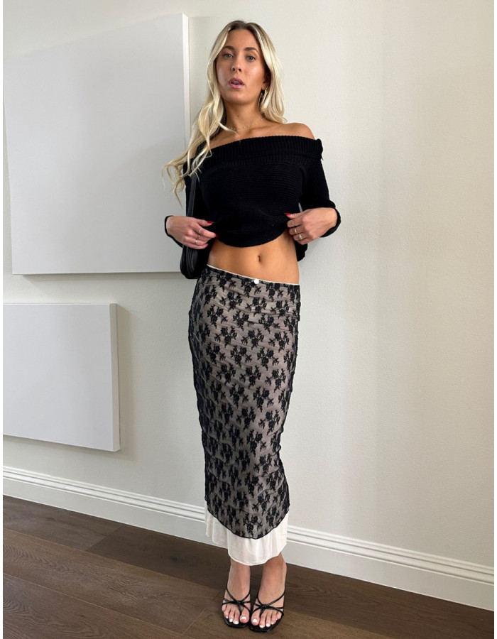 Floral lace midi skirt store
