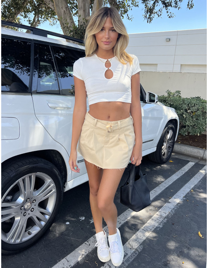 Star Sign White Keyhole Crop Top | Isabelles's Cabinet