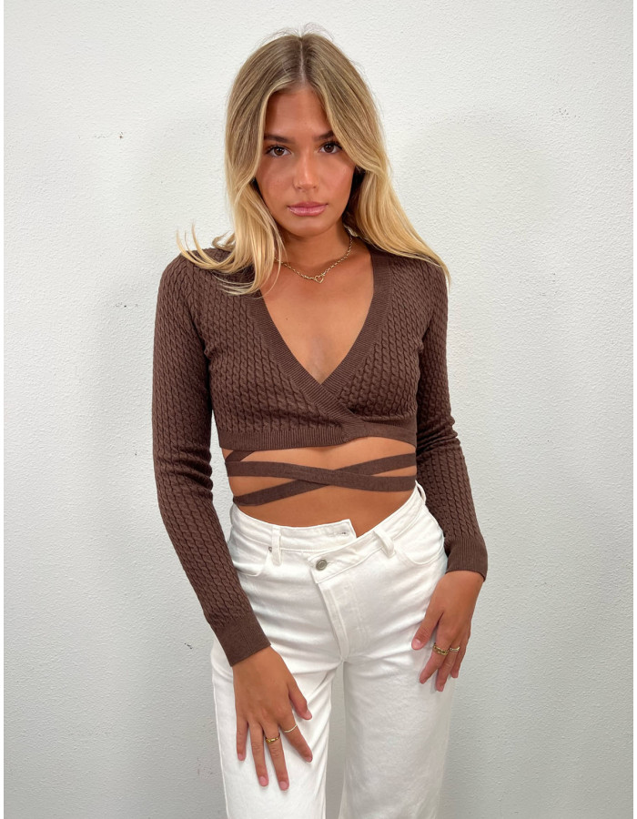 Missed Calls Cropped Wood Sweater Isabelles s Cabinet
