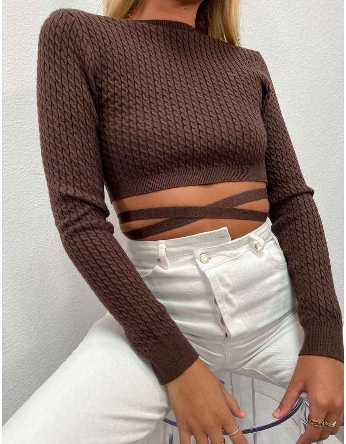 Missed Calls Cropped Wood Sweater Isabelles s Cabinet