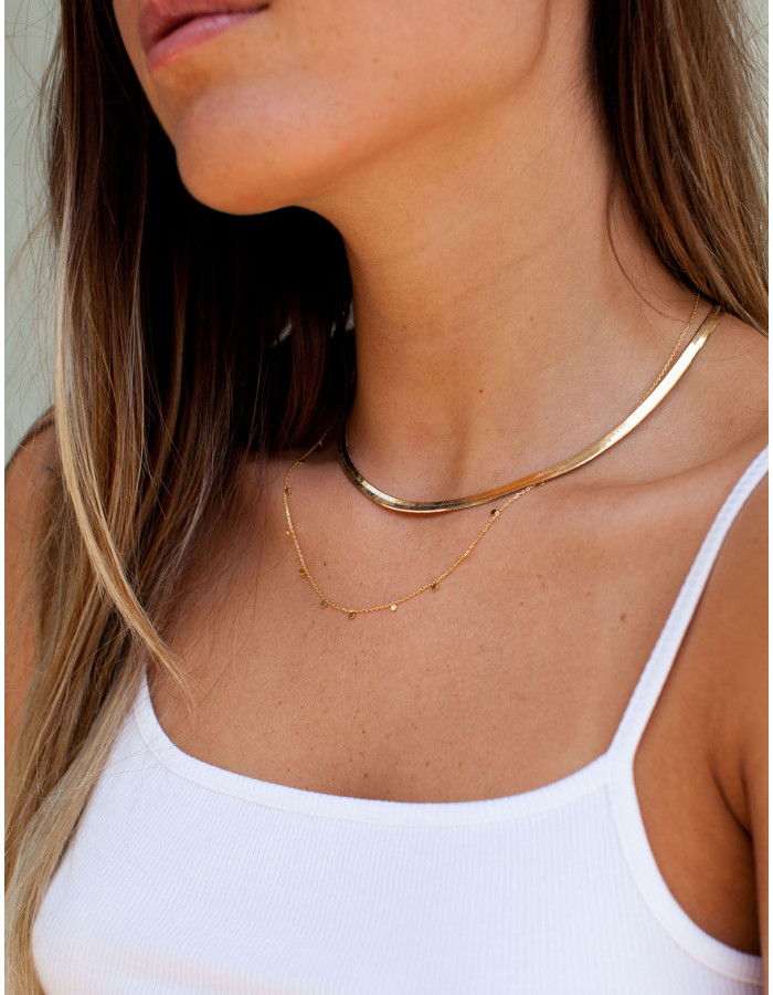 Layered dainty gold necklace online