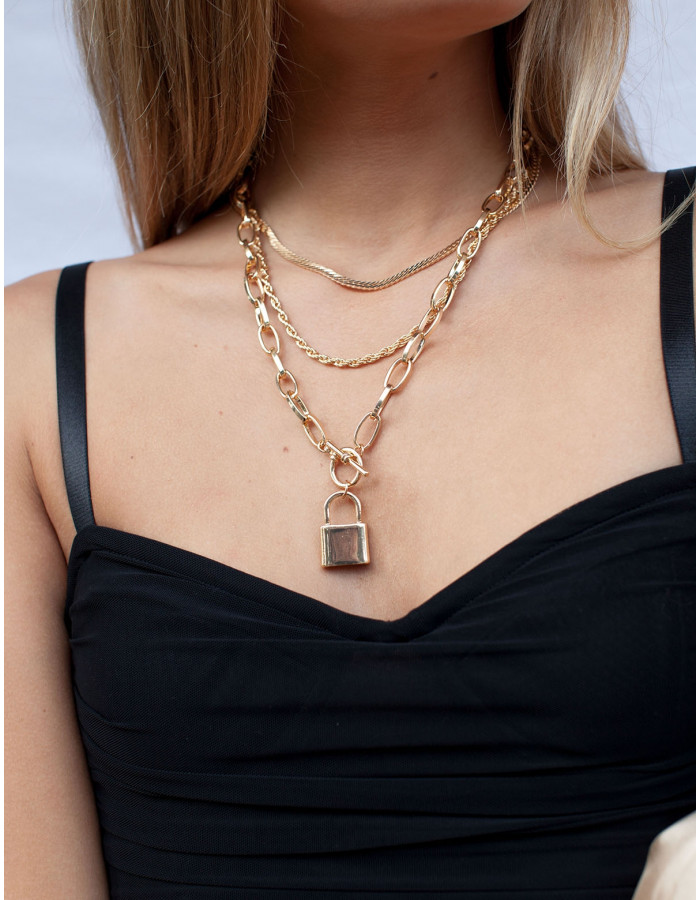 Lock necklace gold shop